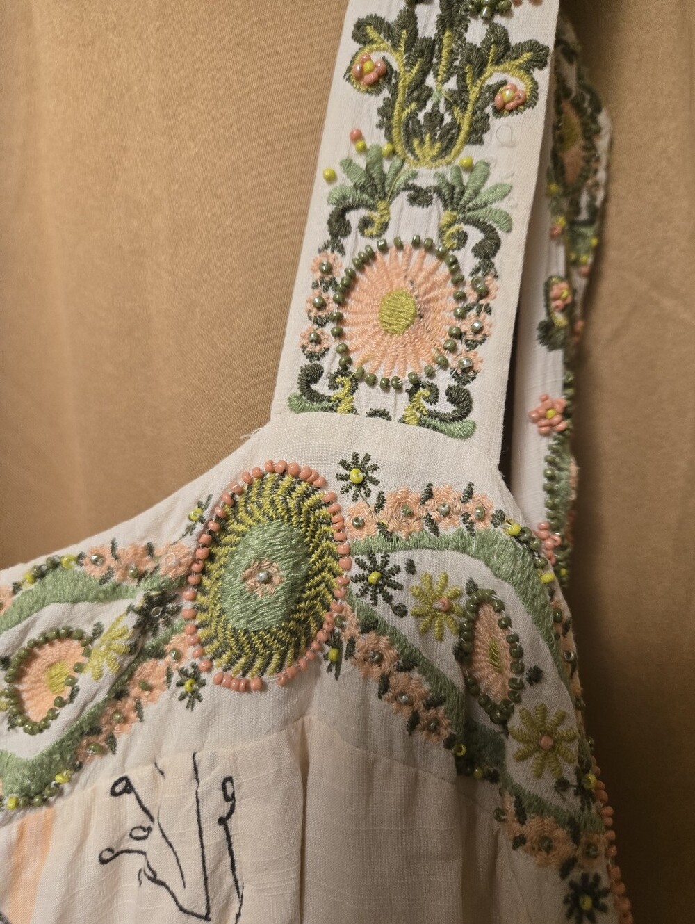 Anthropologie Square-Neck Floral Tiered Maxi Dress Large Petite - Picture 3 of 6